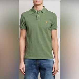 Vintage Polo Ralph Lauren Olive Polo Orange Embroidered Pony Logo Size Small